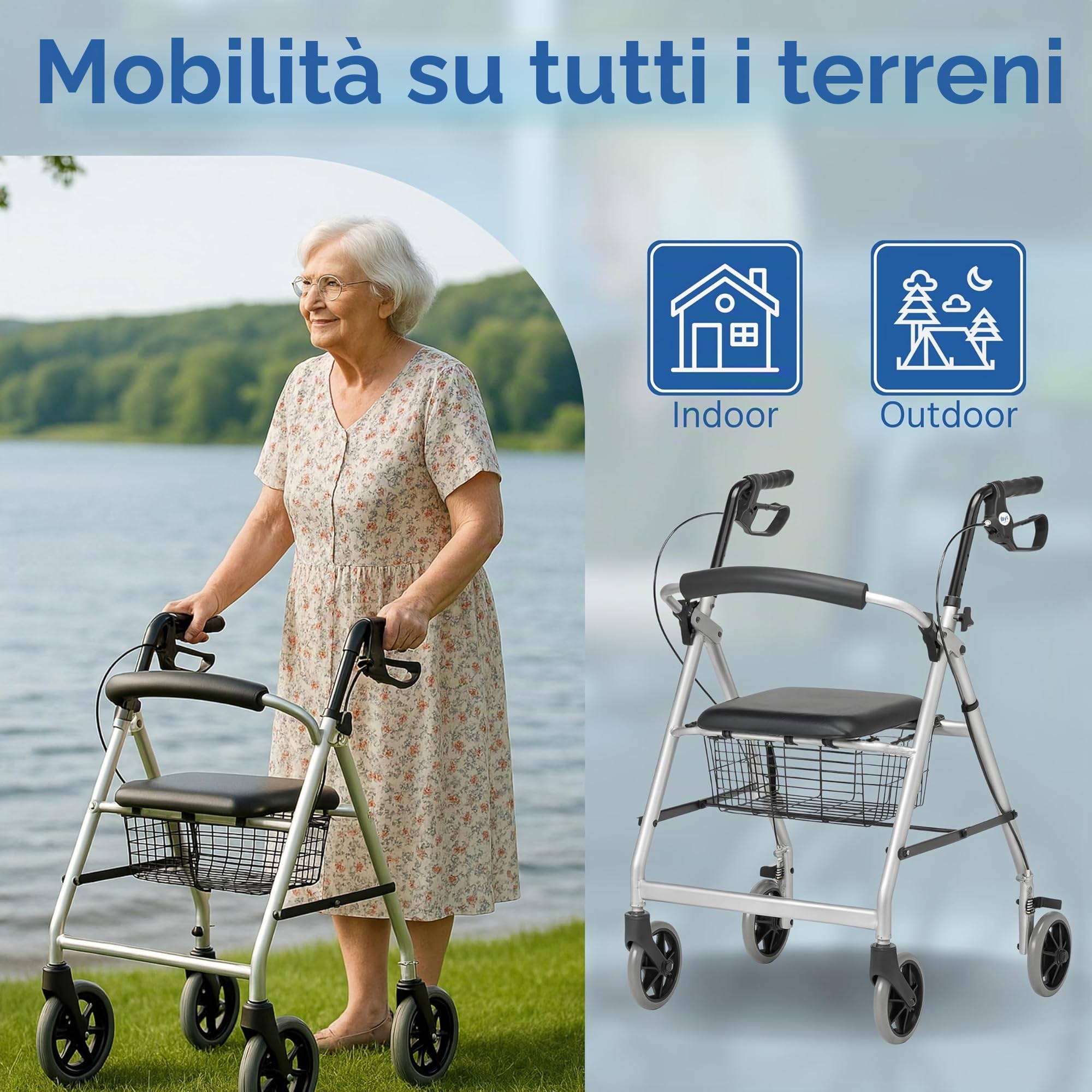 Patterson Medical - Camminatore con ruote in alluminio leggero, Grigio