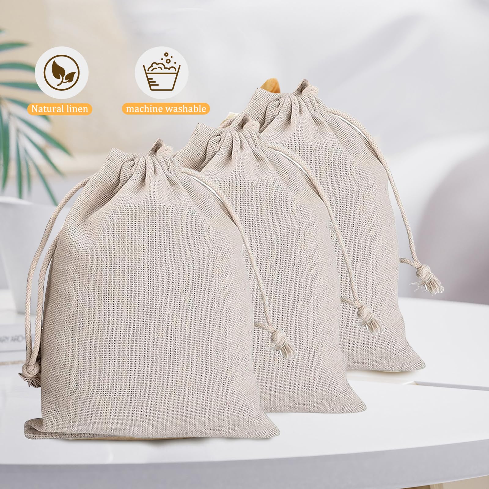 HAIKING Cotton Linen Drawstring Bag, 20 Pcs Reusable Cotton Muslin Bags