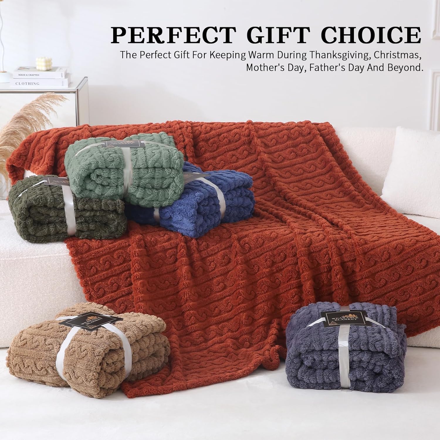 Wearable Blanket Sherpa Fleece Shawl Blanket with Pockets Blanket Poncho Cape for Adults, Cozy Shawl TV Throw Blankets - Image 6