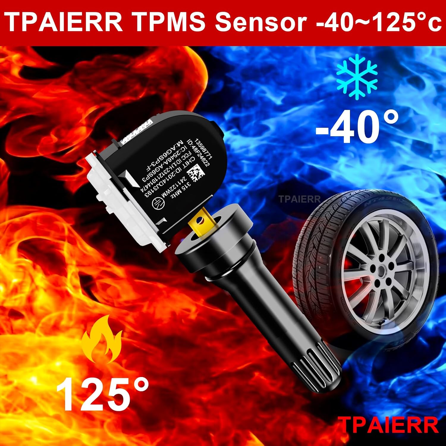 5Pcs TPMS Sensor with Relearn Tool, 315Mhz OE 13598771 13598772 13586335 13581558 EL-50448 Tire Pressure Monitoring System Compatible with Chevrolet/Chevy/Silverado/GMC/Buick/Cadillac (Black)