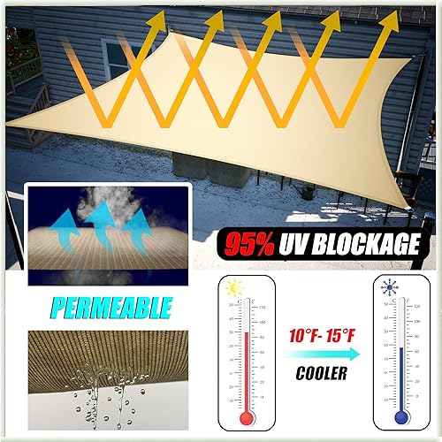 Miniatura 4 de Amgo Toldo triangular recto gris de 10 x 10 x 14 pies, toldo para exteriores, UPF50+ AGTAPRT10, 95% de bloqueo UV, permeable al agua y al aire,