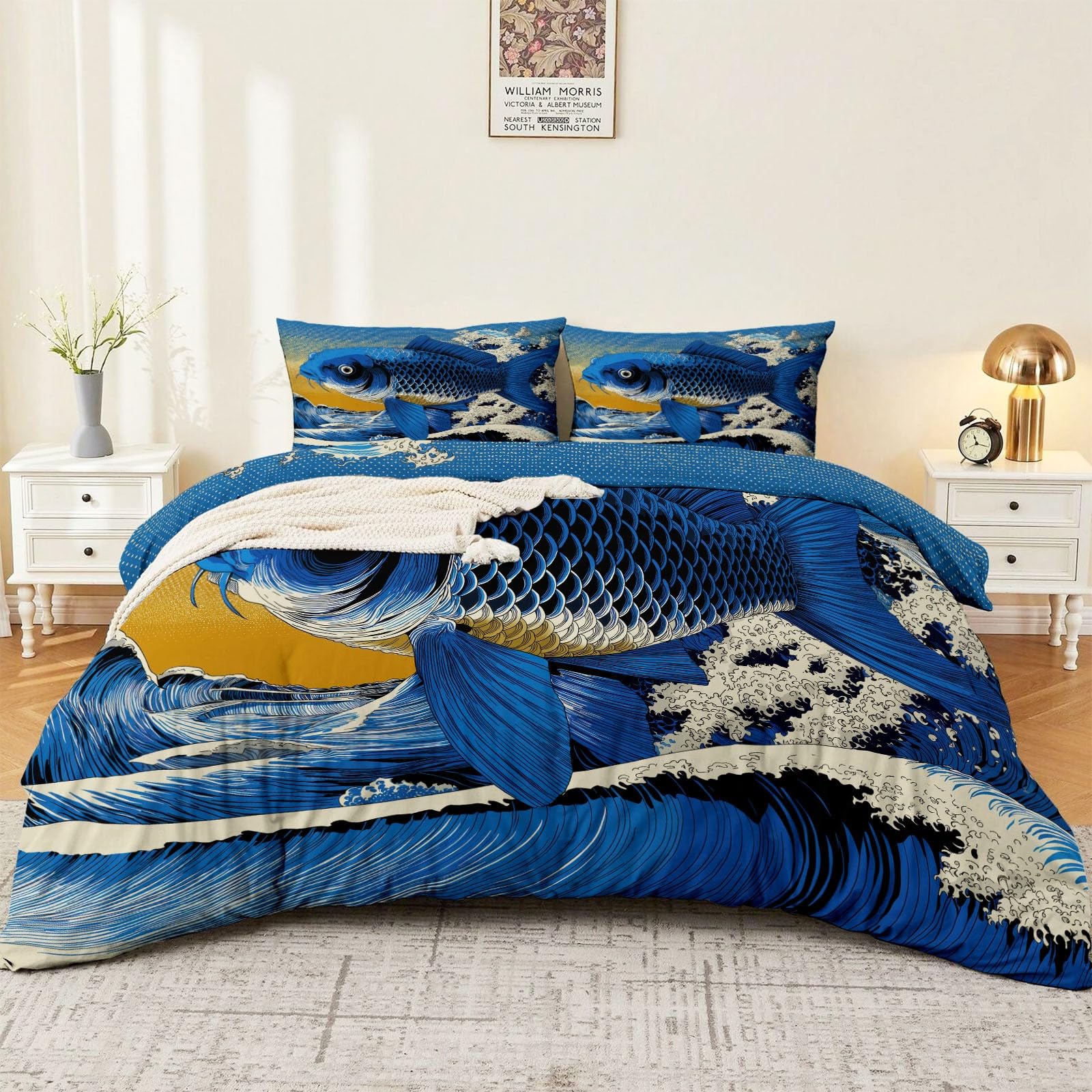 Housse de couette 240 x 260 en microfibre premium douce et résistante style japonais