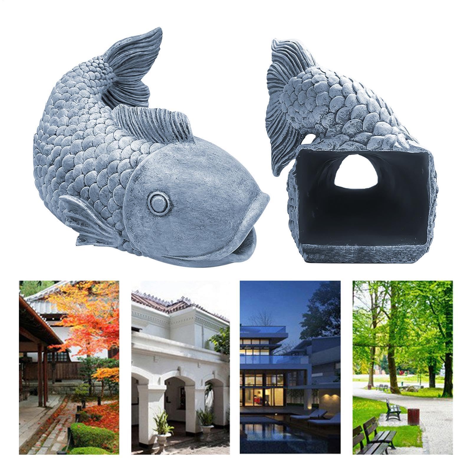 Générique Wasserspeier für Regenrinne, Fisch – Harz 21 x 14 cm | Erweiterung | Dekorative Gartenskulptur Wasserabweiser für Rasen Hof Terrasse Bewässerung Außen Haus Pro