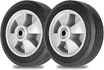 AR-PRO 2-Pack 8" x 2" Solid Run-Flat Replacement Tire with 5/8" Axle & 2" Offset Hub for Hand Trucks Wheelbarrows Dollies Trolleys – Heavy-Duty 176 lbs Load