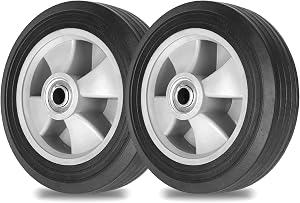 AR-PRO 2-Pack 8" x 2" Solid Run-Flat Replacement Tire with 5/8" Axle & 2" Offset Hub for Hand Trucks Wheelbarrows Dollies Trolleys – Heavy-Duty 176 lbs Load