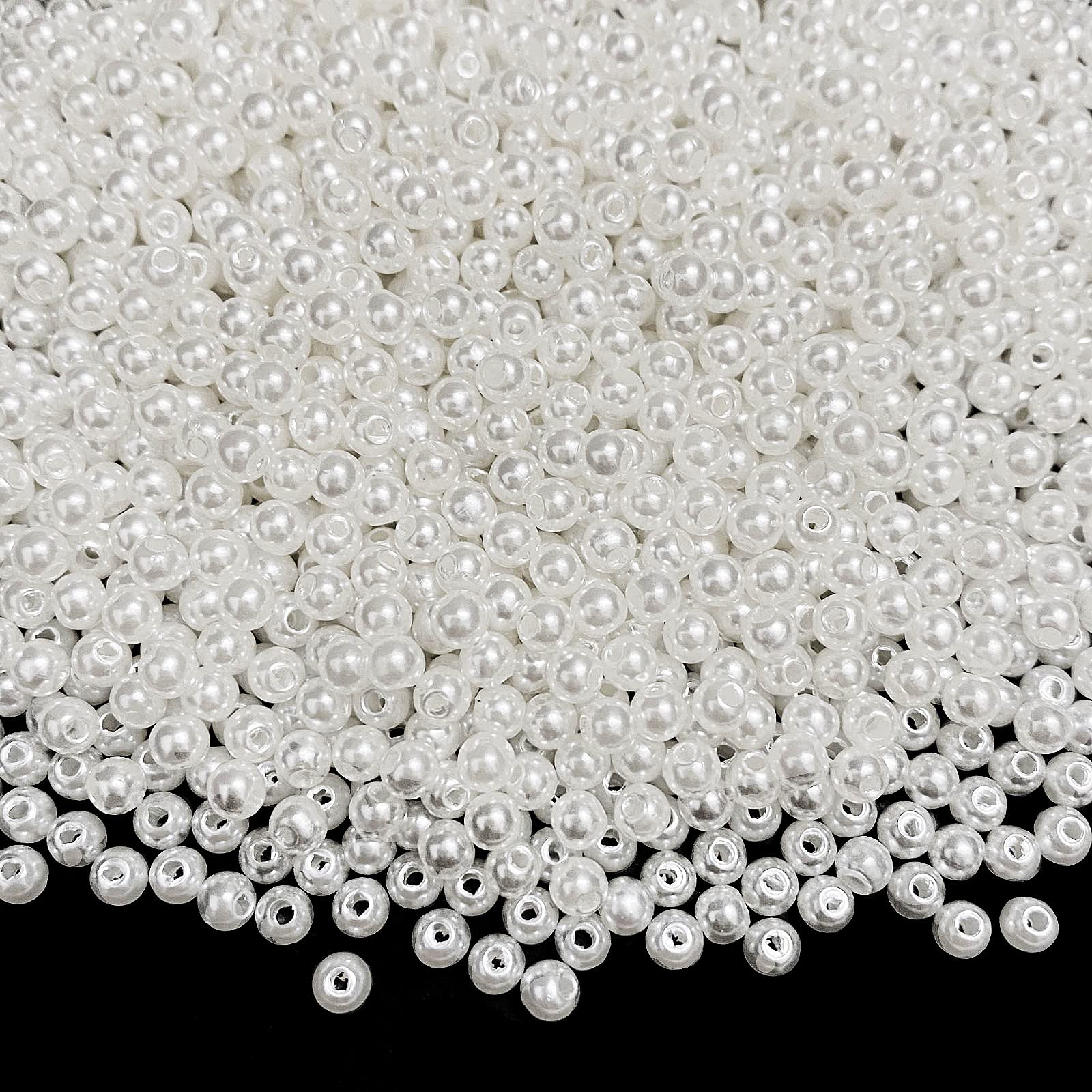 Pinhoollgo 2000pcs White Pearl Beads 4mm Round Loose Pearl Beads with Hole for DIY Bracelet Necklace Jewelry Making Supplies Handmade Craft