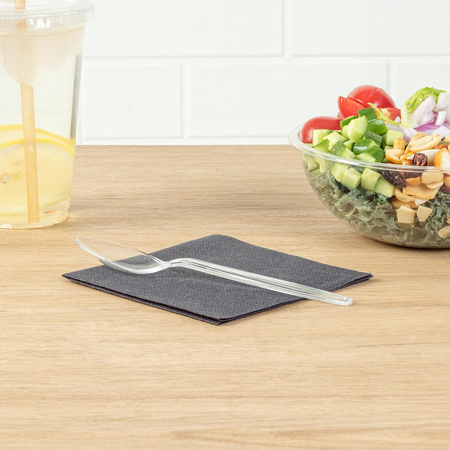 Restaurantware Moderna 7.3 Inch Disposable Spoons 250 Recyclable Clear Plastic Cutlery - Crack-Resistant For All Types Of Meals Clear Plastic Plastic Spoons