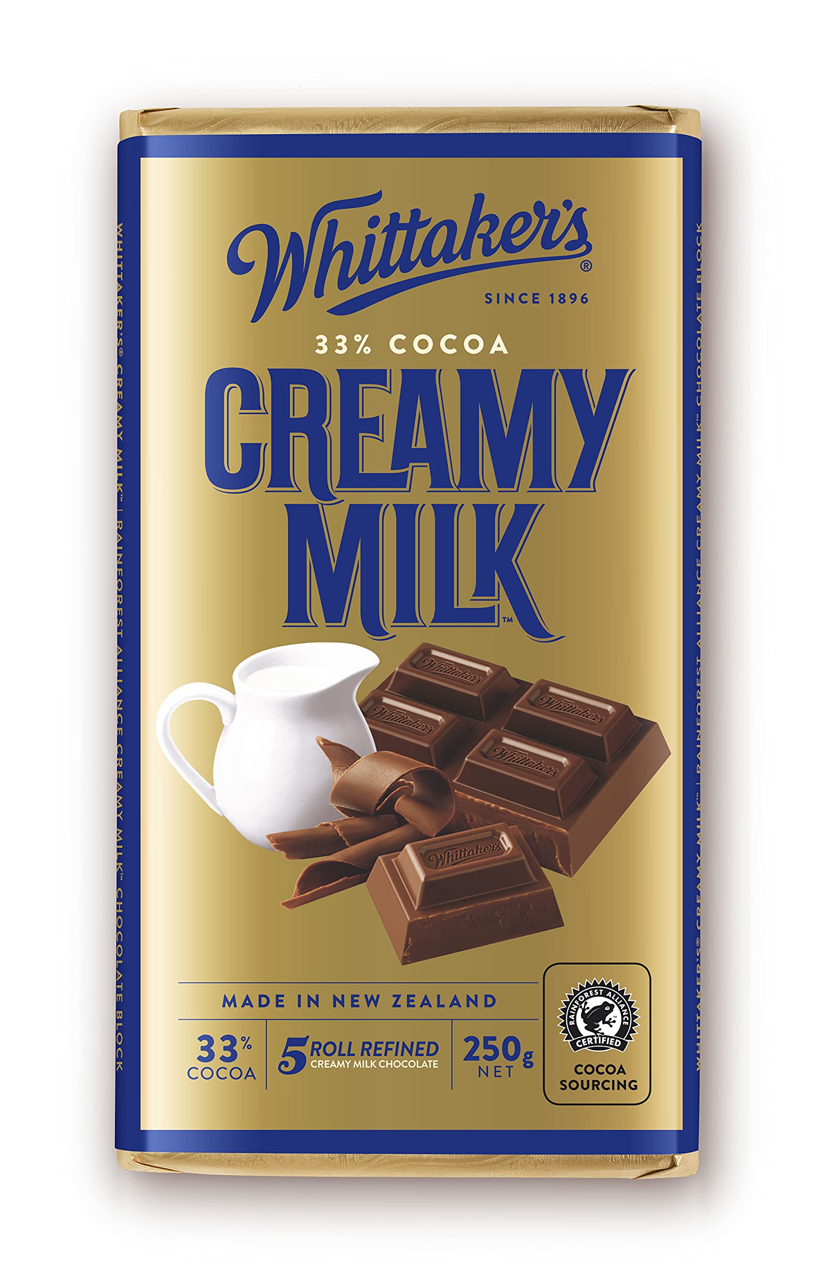 Whittaker"s 5 Roll Refined 33% Cocoa Creamy Milk Chocolate Bar - 250 Gram