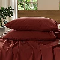 Vista 63 de MooMee Juego de 2 fundas de almohada 100% algodón lavado con textura parecida al lino, transpirable, duradera, suave y cómoda