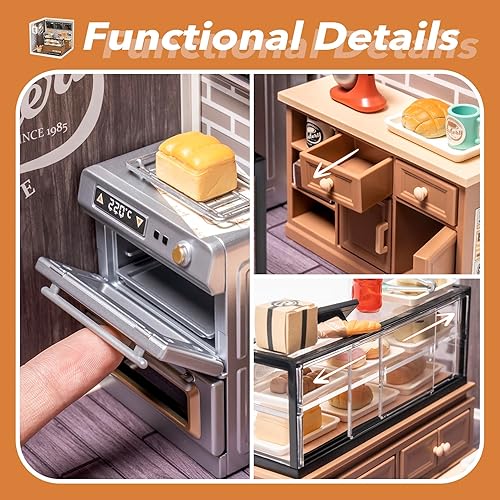 Miniatura 8 de Rolife Juego de construcción de casas de plástico para bricolaje, casa de muñecas en miniatura con LED para mini figuras, juguetes de construcción,