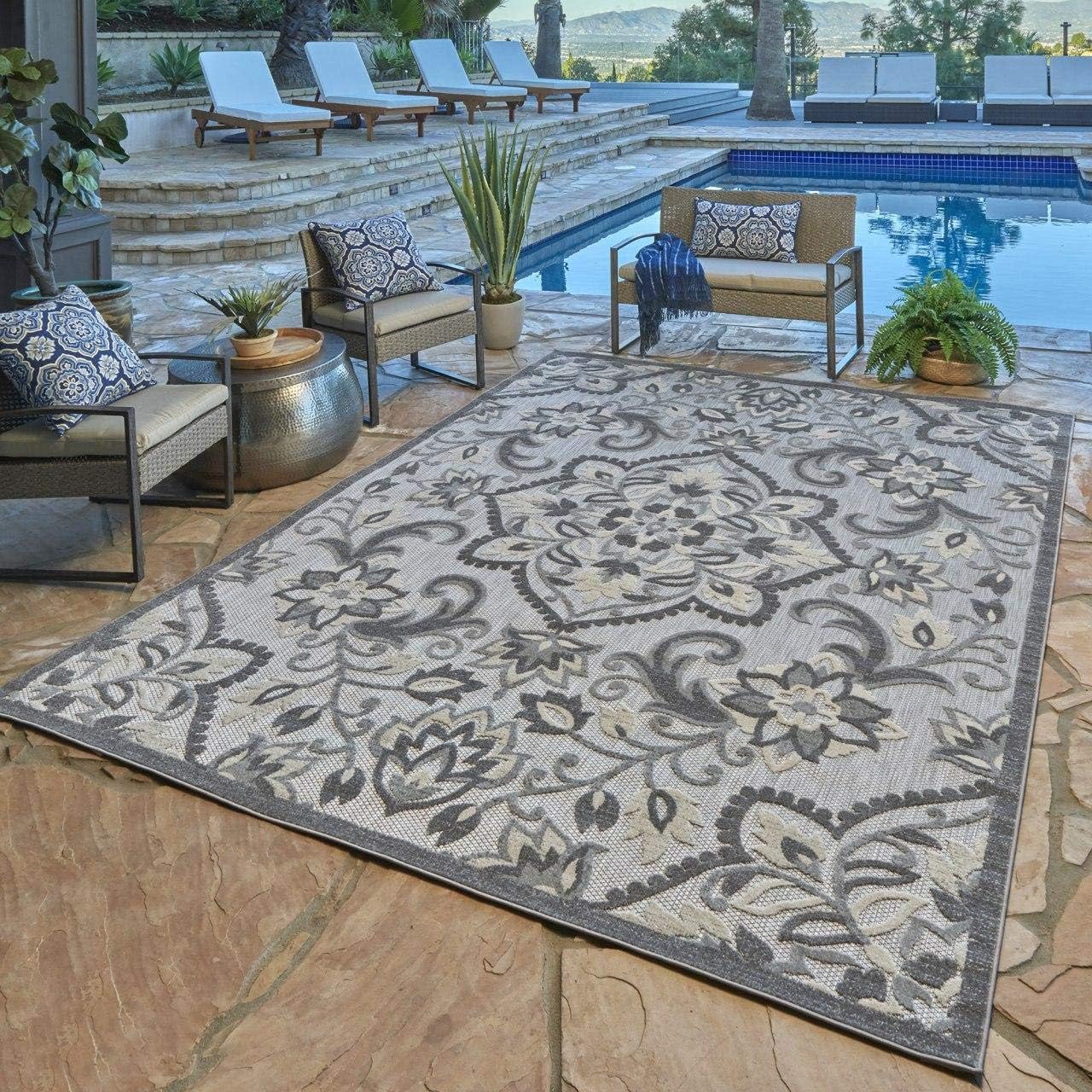 Buy Gertmenian 22235 Indoor Outdoor Rug Textured Outside Patio Textural Carpet, 9x13 Extra Large