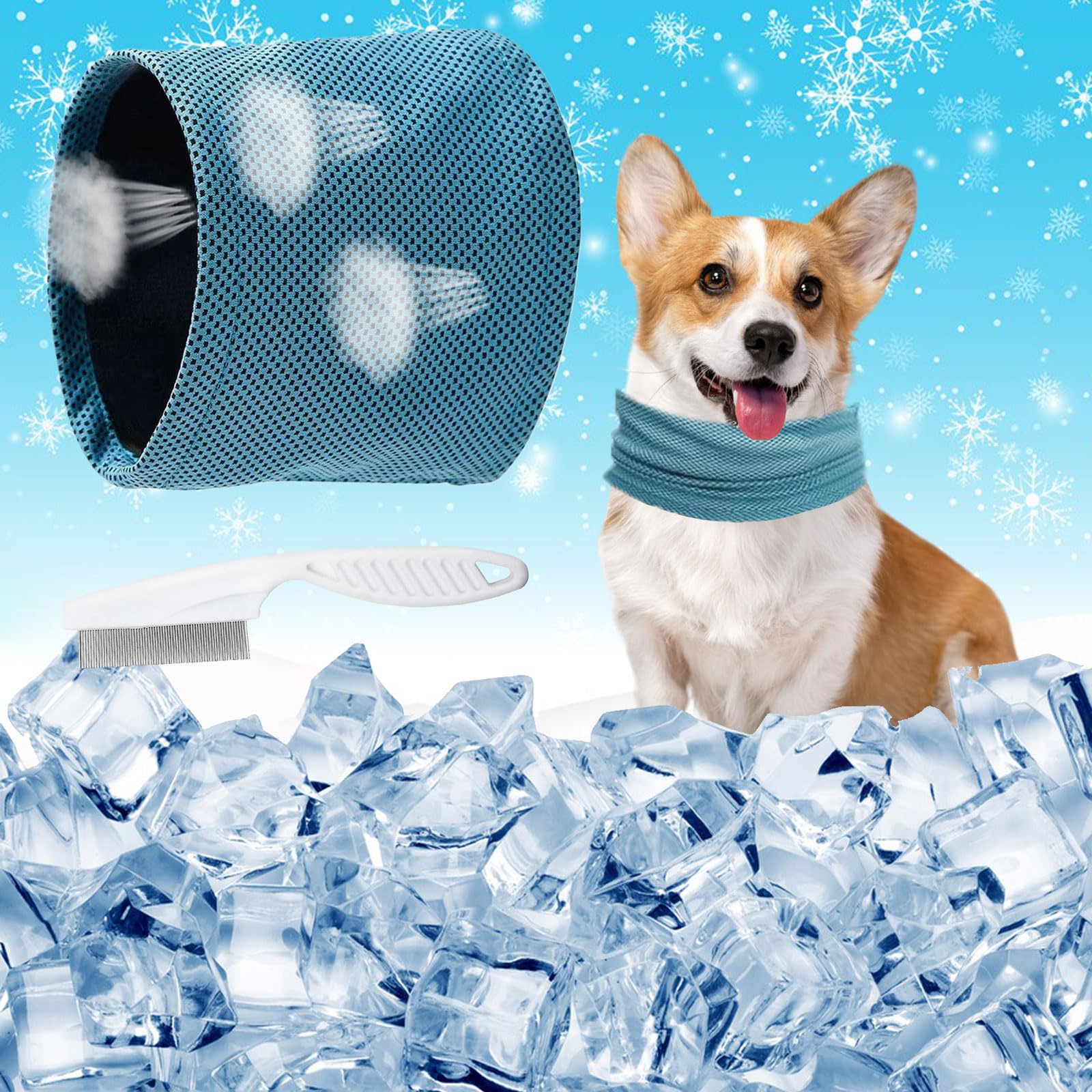 Dog Bandanas Cooling, Cooling Collar for Dogs Dog Collar with Cooling Cloth, Breathable Heat Dissipation Bandana Dog