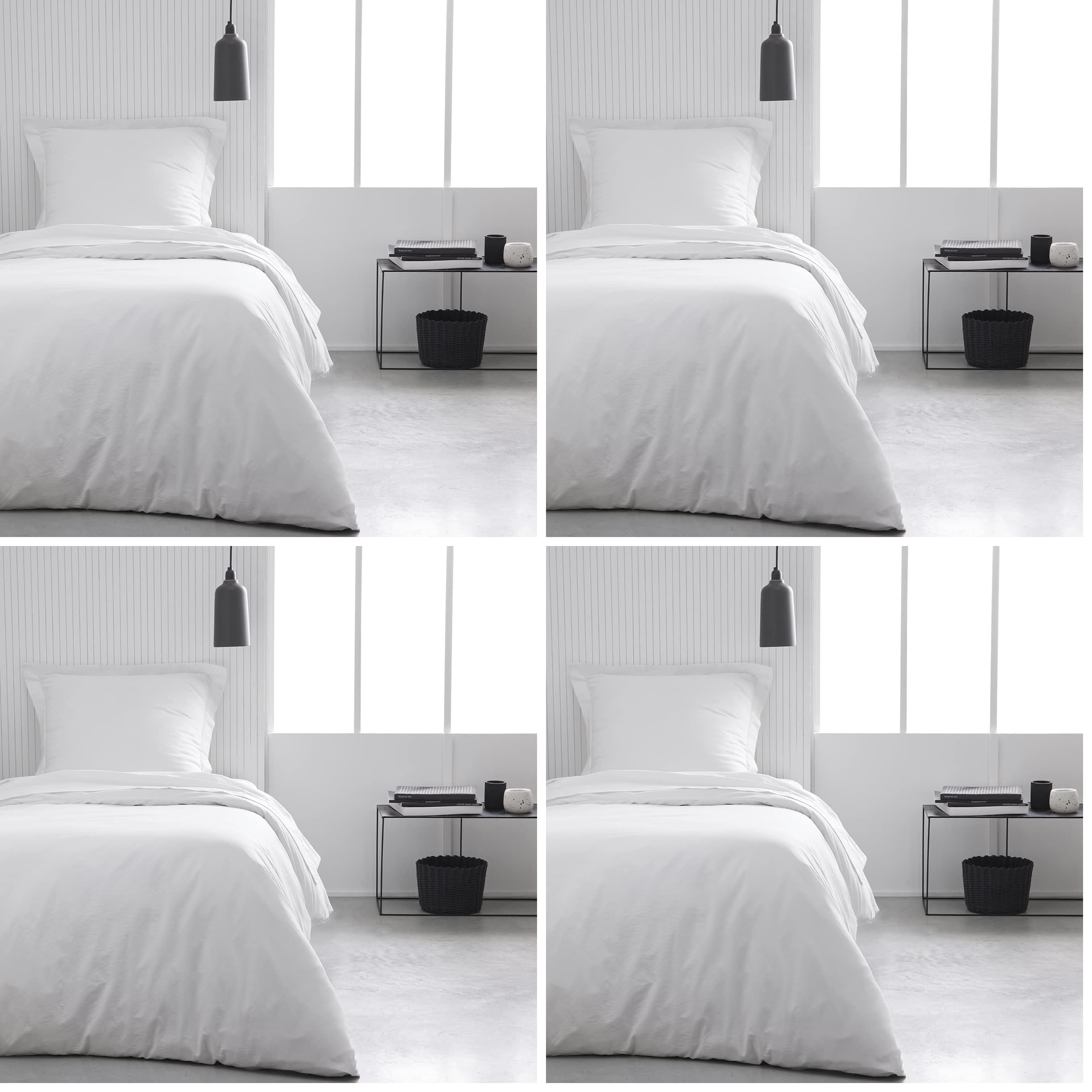 Housse de couette 140x200 en coton pur coloris craie haute qualité