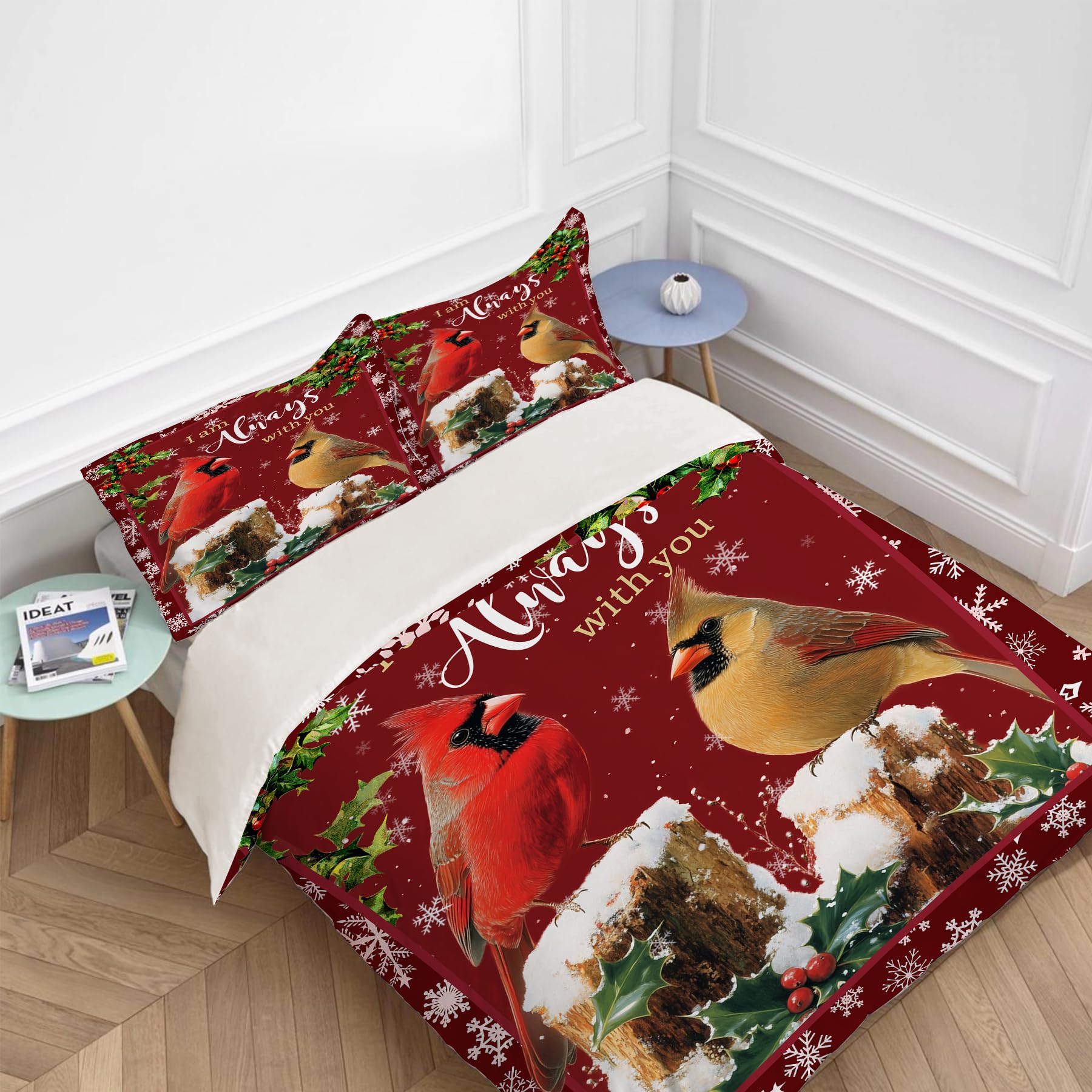 Cardinal Bedding Set - Twin, Queen, King, Full Size - Red Bird Comforter Set for Lovers, Kids, Teens, Boys, Girls - Bedroom Decor - Cozy Quilt, Bedspread, Duvet Cover - Gifts - 104