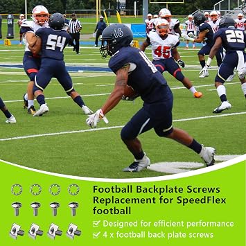 Football Backplate Screws Compatible with Riddell SpeedFlex Battle Backplate, Silver Chicago Screws Football Back Plate Hardware Keep the Youth Soccer Backplate Firm to Minimize Injury to Back Ribs
