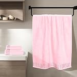 Ultra Doucement 3 Ensemble de serviettes en coton, contient une serviette de bain 28x55 de pouce, une serviette à main 16x24 de pouce & a Laver les cendres 12x12 inch, Idéal Utilisation quotidienne, Compact & Léger - rose