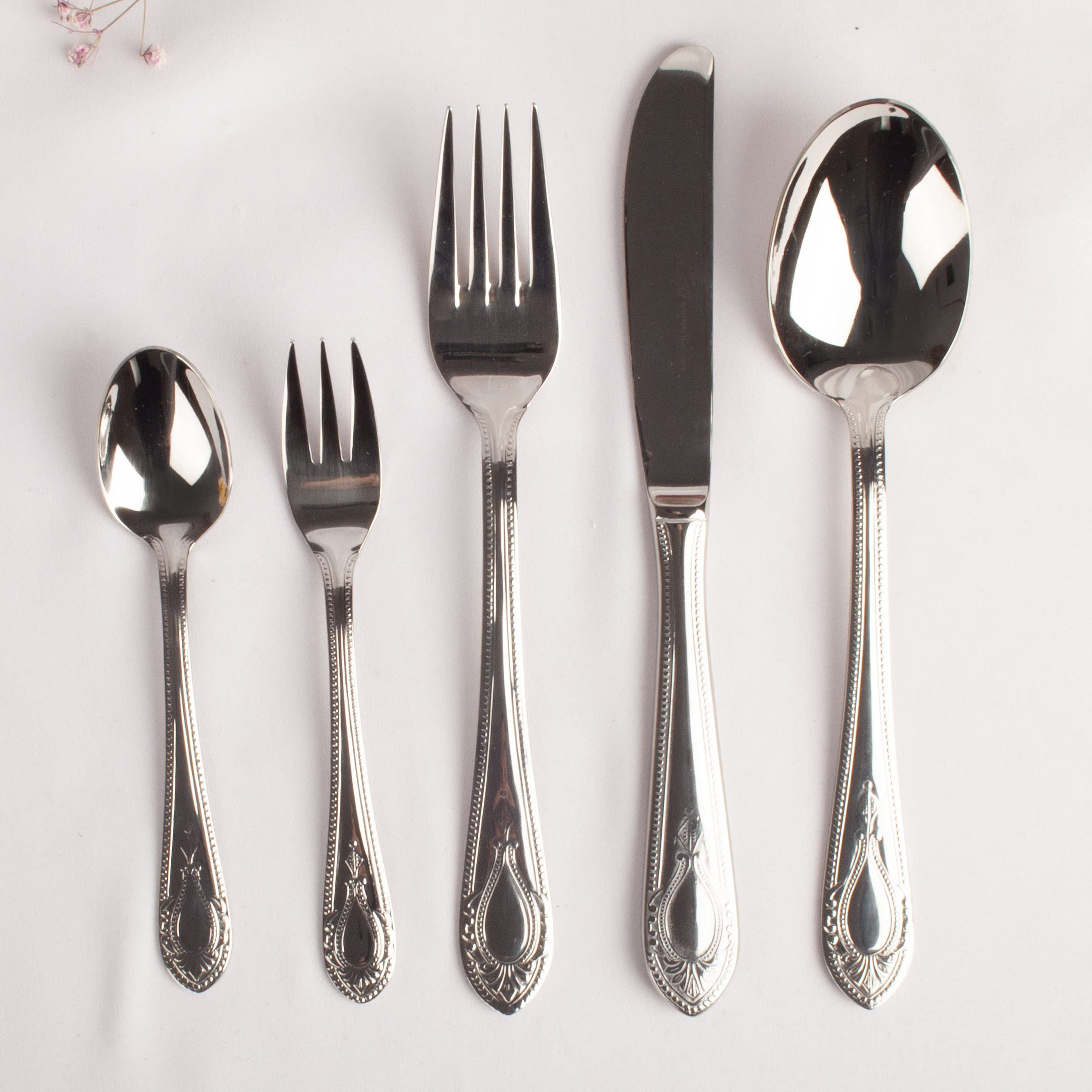 CRC Cubertería de Mesa 30 Piezas Toscana 1285 - Acero Inoxidable 18/10 - Cuchara, Cuchillo, Tenedor, Cucharilla, Tenedor Postre