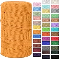 Vista 42 de Cordón de macramé de 1/8 pulgadas x 328 yardas Cuerda de macramé 100% algodón natural Cordón de algodón torcido de 4 hebras para manualidades