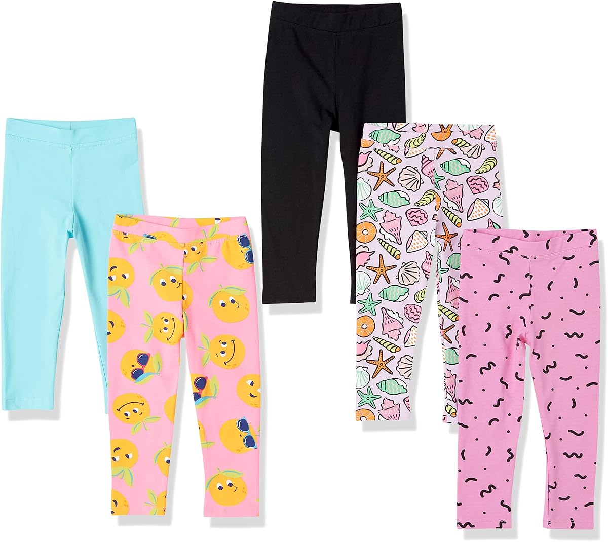 Leggings elásticos de algodón para niña de Amazon Essentials, paquetes múltiples
