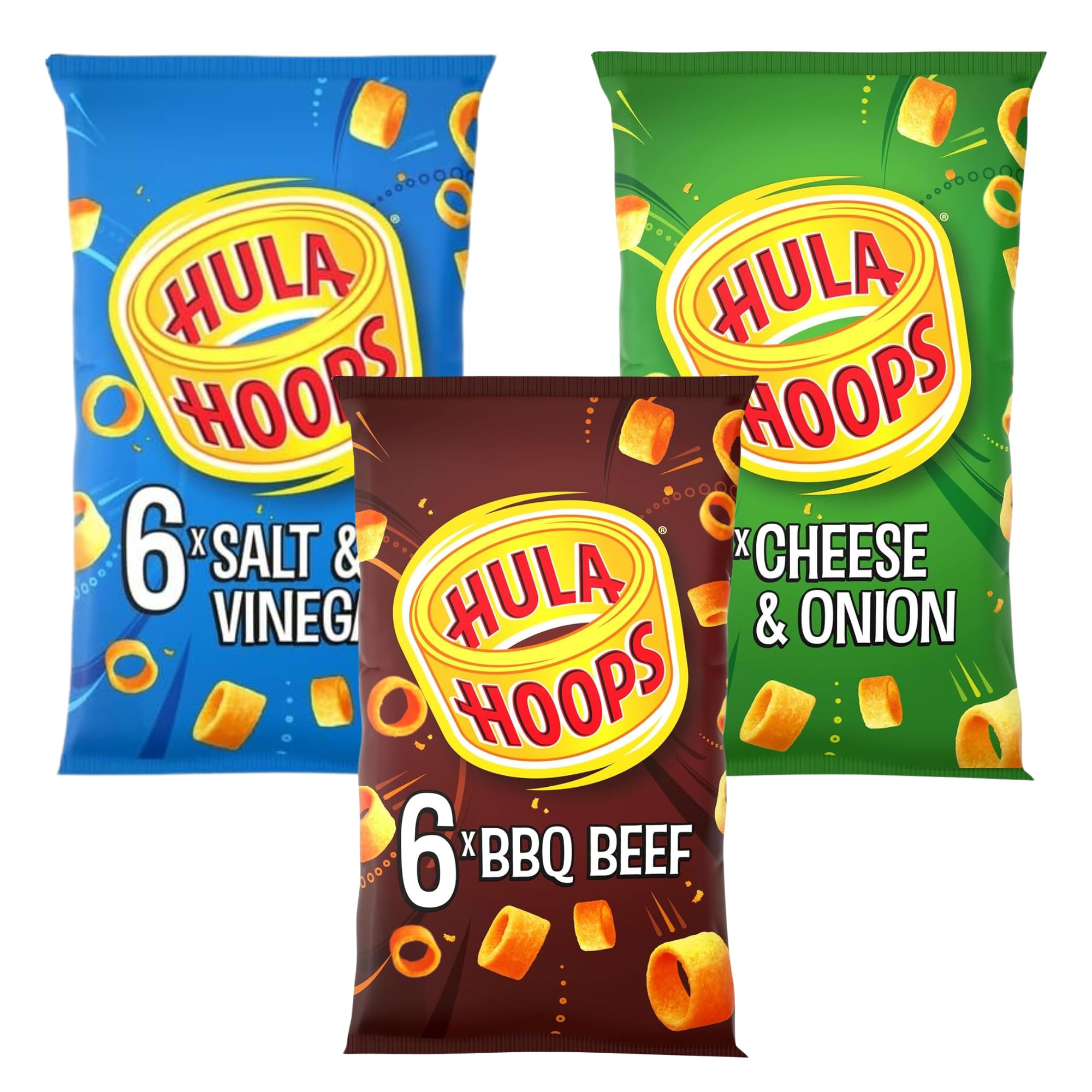 Crisps Treat Bundle Consisting Hola Hoops Salt Vinegar, Original Salt, And BBQ Beef Flavour Crisps (3 Mixed Pack)