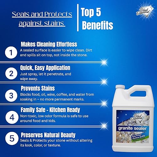 Miniatura 3 de Sellador de granito Black Diamond, sella y protege las encimeras de piedra sin cambiar la apariencia, protege contra las manchas de alimentos,
