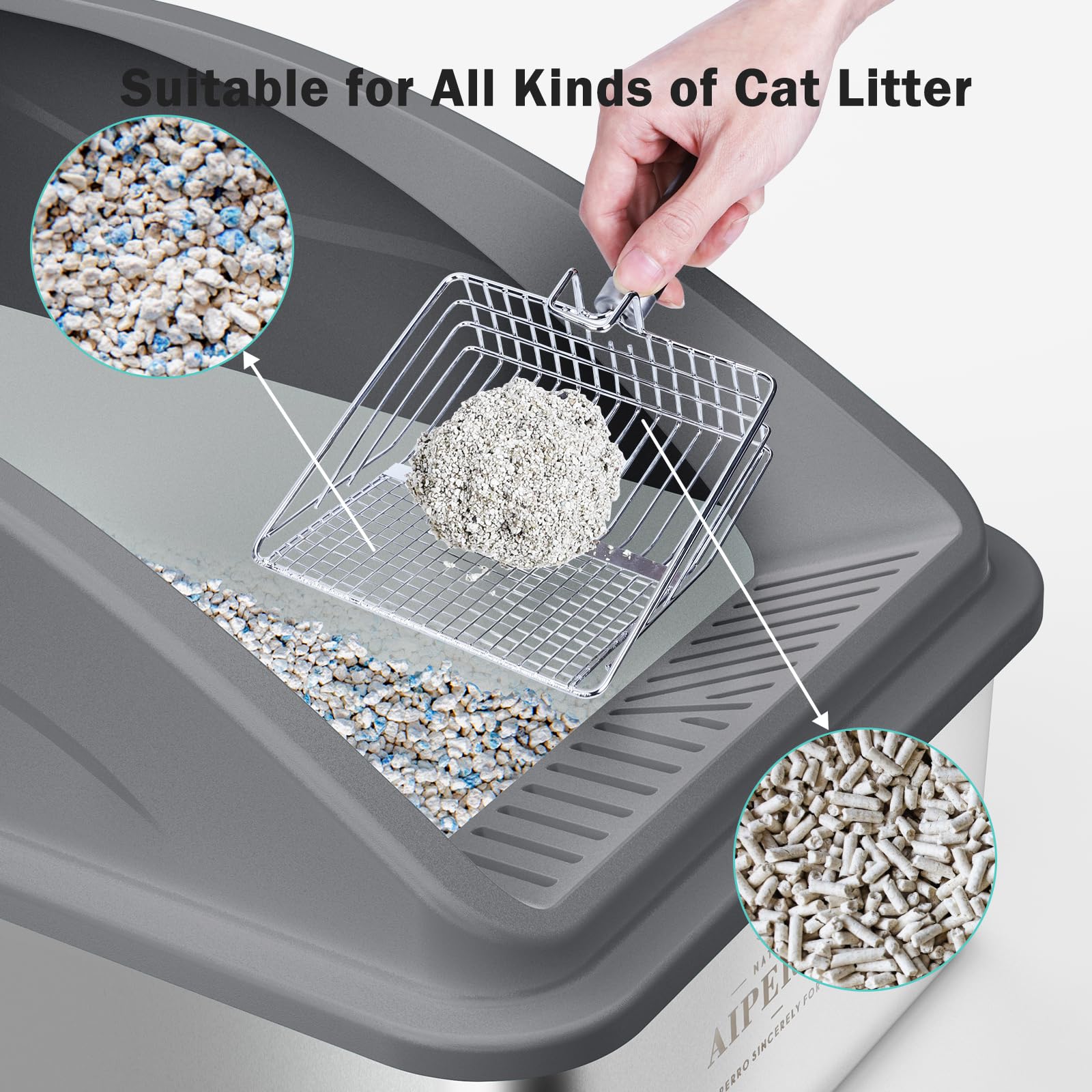 Cat Litter Box With Lid THEYFIRST Stainless Steel Cat Litter Box