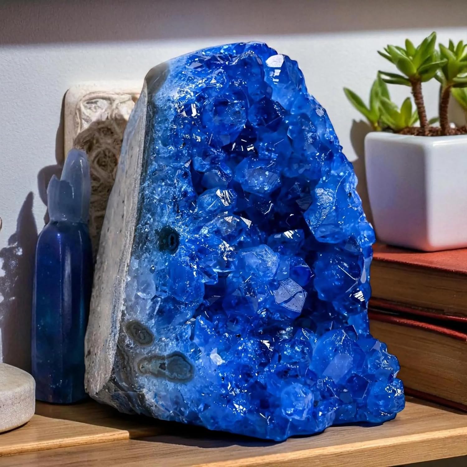 Natural Crystal Geode Clusters - 0.22-0.88lb Colorful Quartz and Amethyst for Home & Office Decor, Perfect Christmas & Valentine's Gift, Crystal Collection (Blue, 0.22-0.44lb)