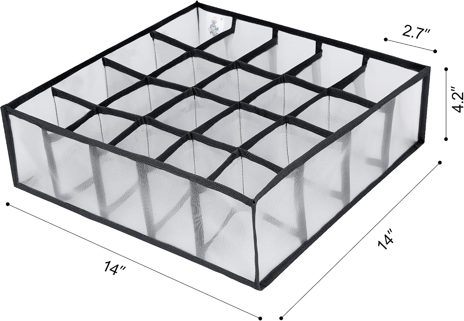 GRANNY SAYS Sock Drawer Organizer, 2-Pack Tie Organizer with 20 Slots, Closet Organizers and Storage, Black/White
