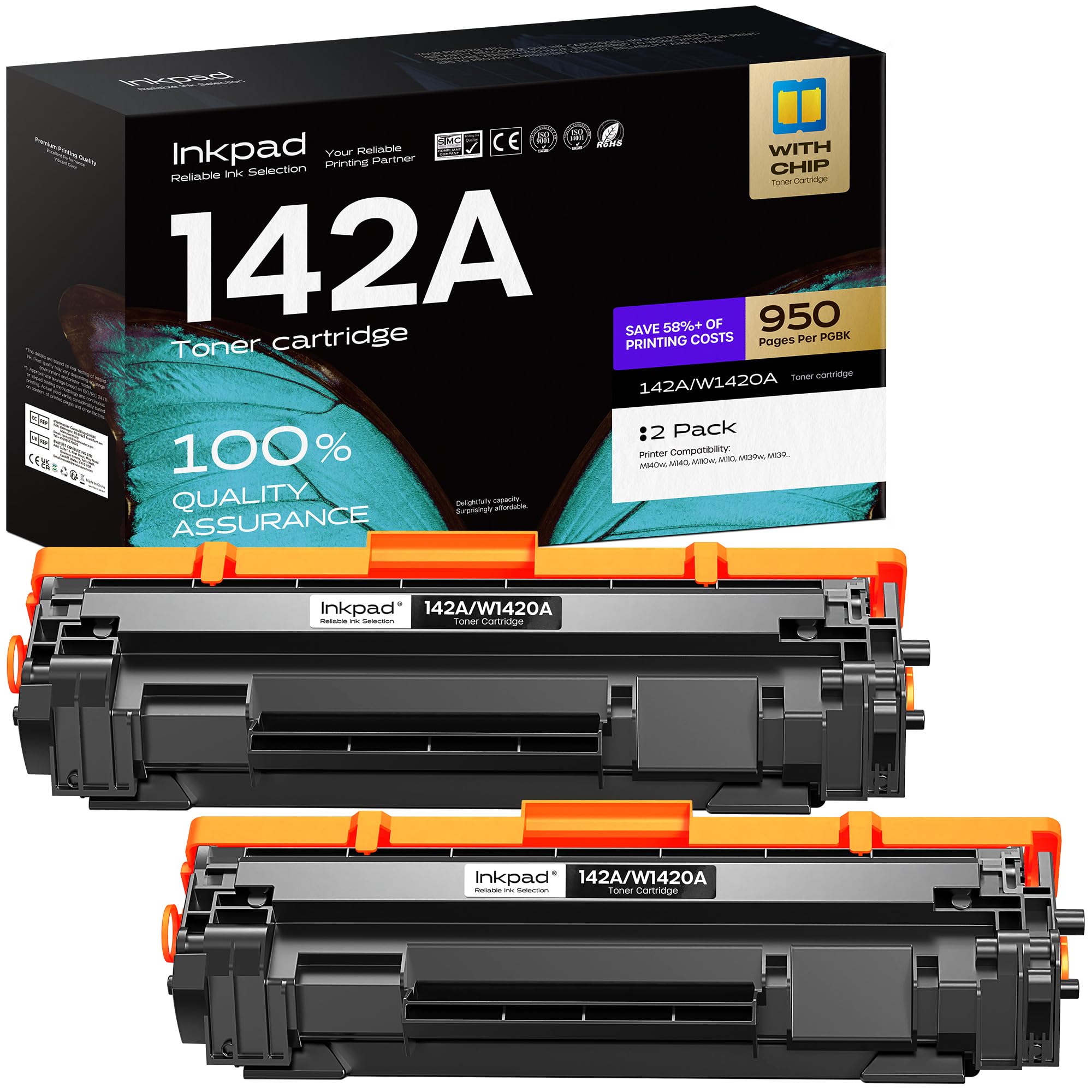 iNKPAD 142A Toner Kompatible für HP 142A Schwarz 142X, für HP LaserJet