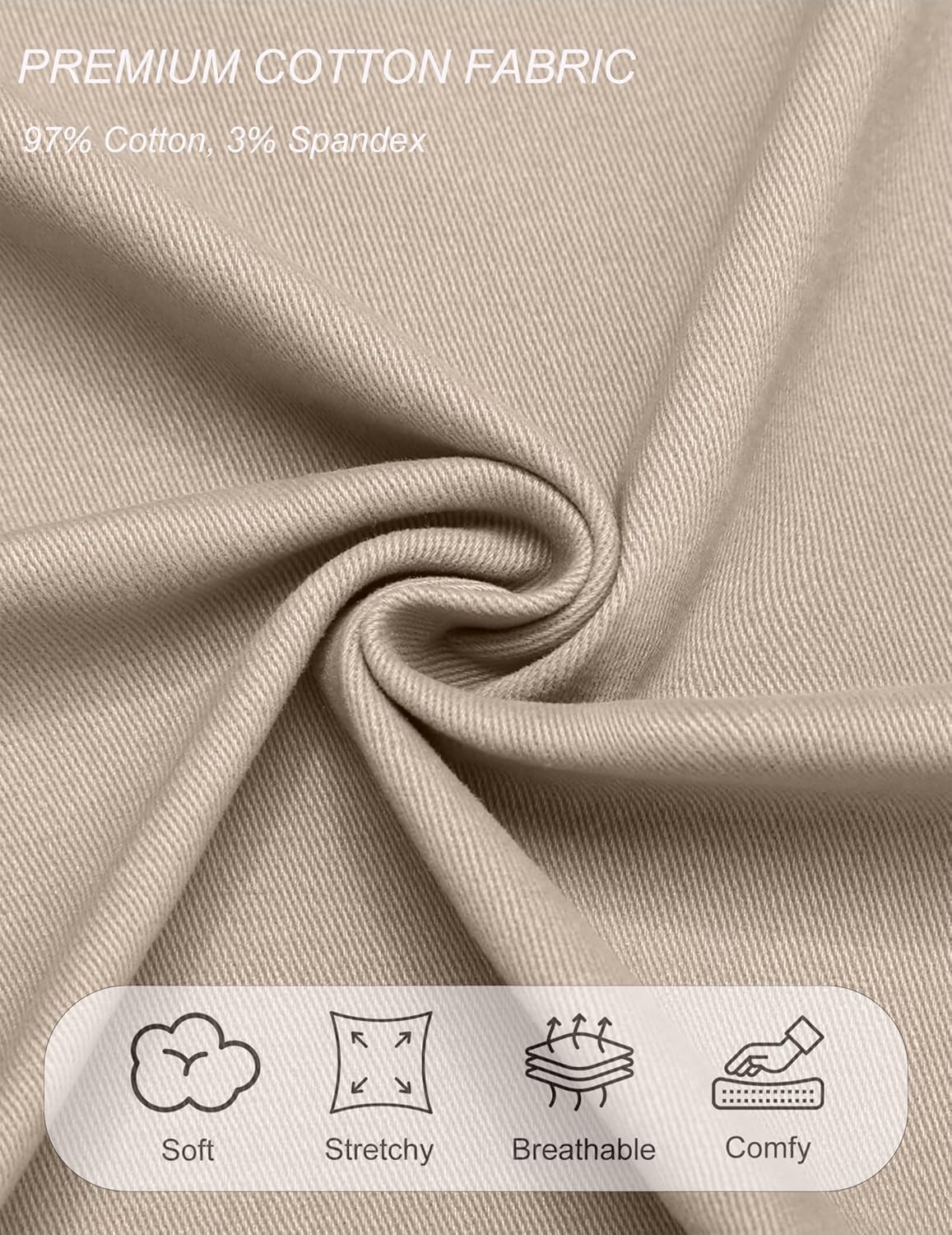 COOFANDY Men's Cargo Shorts Casual Cotton Drawstring Short Elastic Waist Work Shorts with Multi Pockets - Image 6