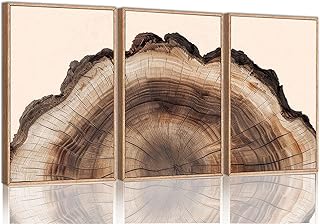 okudolit Tree Rings Canvas Wall Art Set Large Framed Modern Retro Neutral Wood Stump Painting Wall Decor Forest Nature Art Prints for Living Room Bedroom Dinning Room Farmhouse Office-16 x24 x3