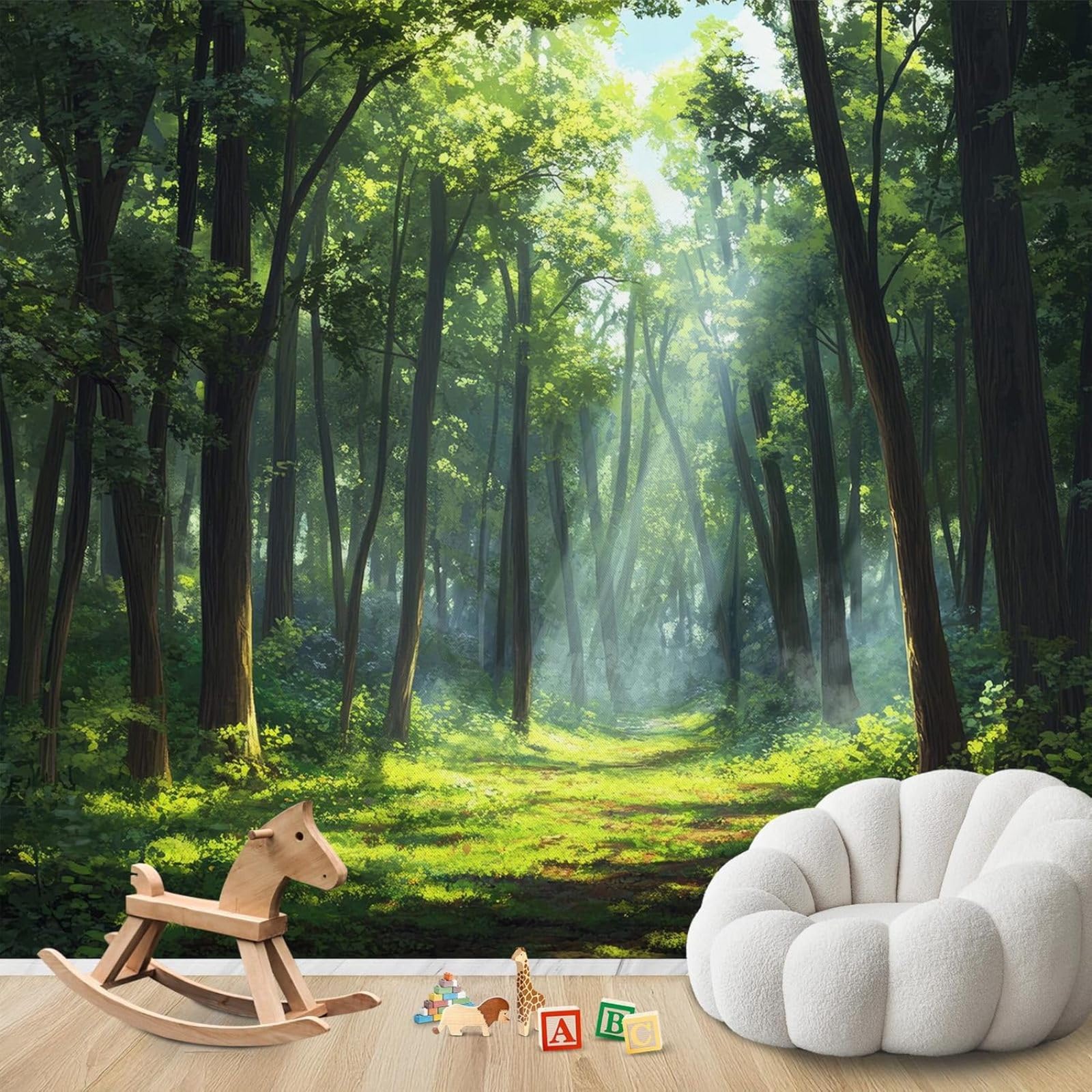 pdghsdkgjh Photo Wallpaper Forest Path Green Non-Woven Modern Living Room Bedroom Children's Room Wall Decoration Motif Wallpaper,300cmx210cm Stickers - Frameless Painting - Poster