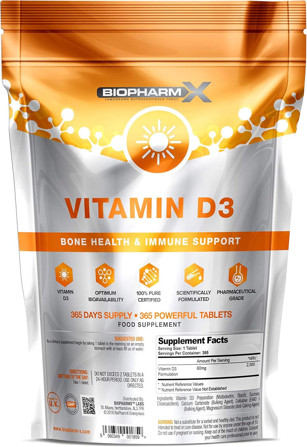 Maximum Strength Vitamin D 4000 iu + (365 Tablets / 1 Year Supply) 100