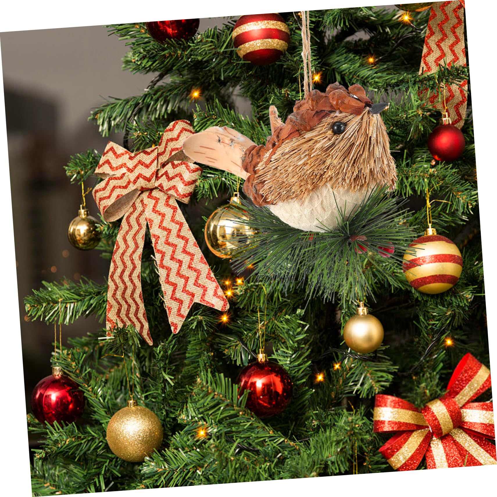Alipis 4stücke Handgefertigter Weihnachtsbaum Dekorative Vogel-Ornamente Für Festliche Anlässe Und Partys Natürliche Wanddekoration Für Gemütliches Zuhause