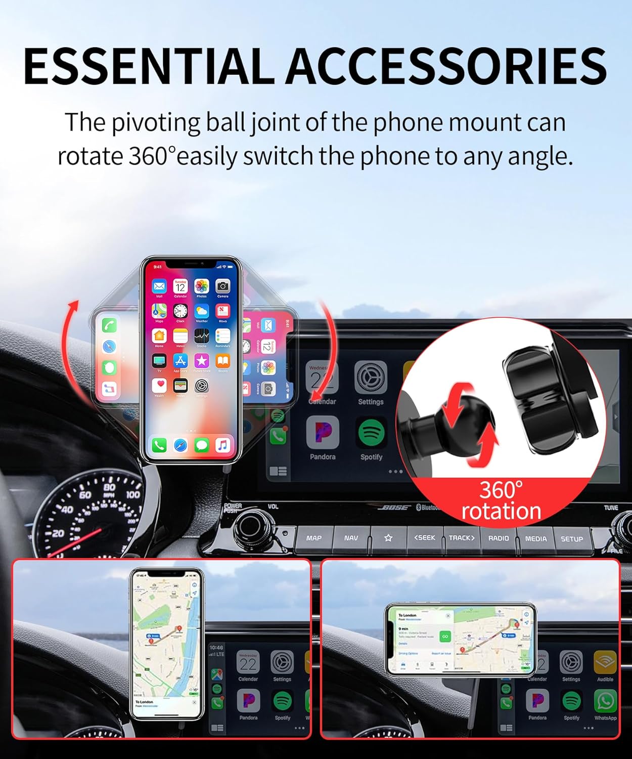 Car Phone Holder for 2021-2023 Kia Seltos Accessories 8/10.25-Inch Screen Fixed Clip, 360° Rotation Phone Mount Compatible with MagSafe, Cell Phone Holder Does Not Affect Air Vent