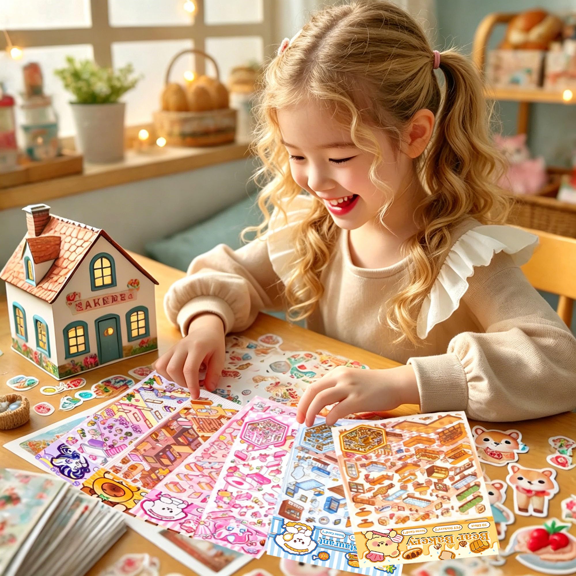 Amazon | DIY 3Dステッカーシーン 女の子用 6セット 自分だけのミニ