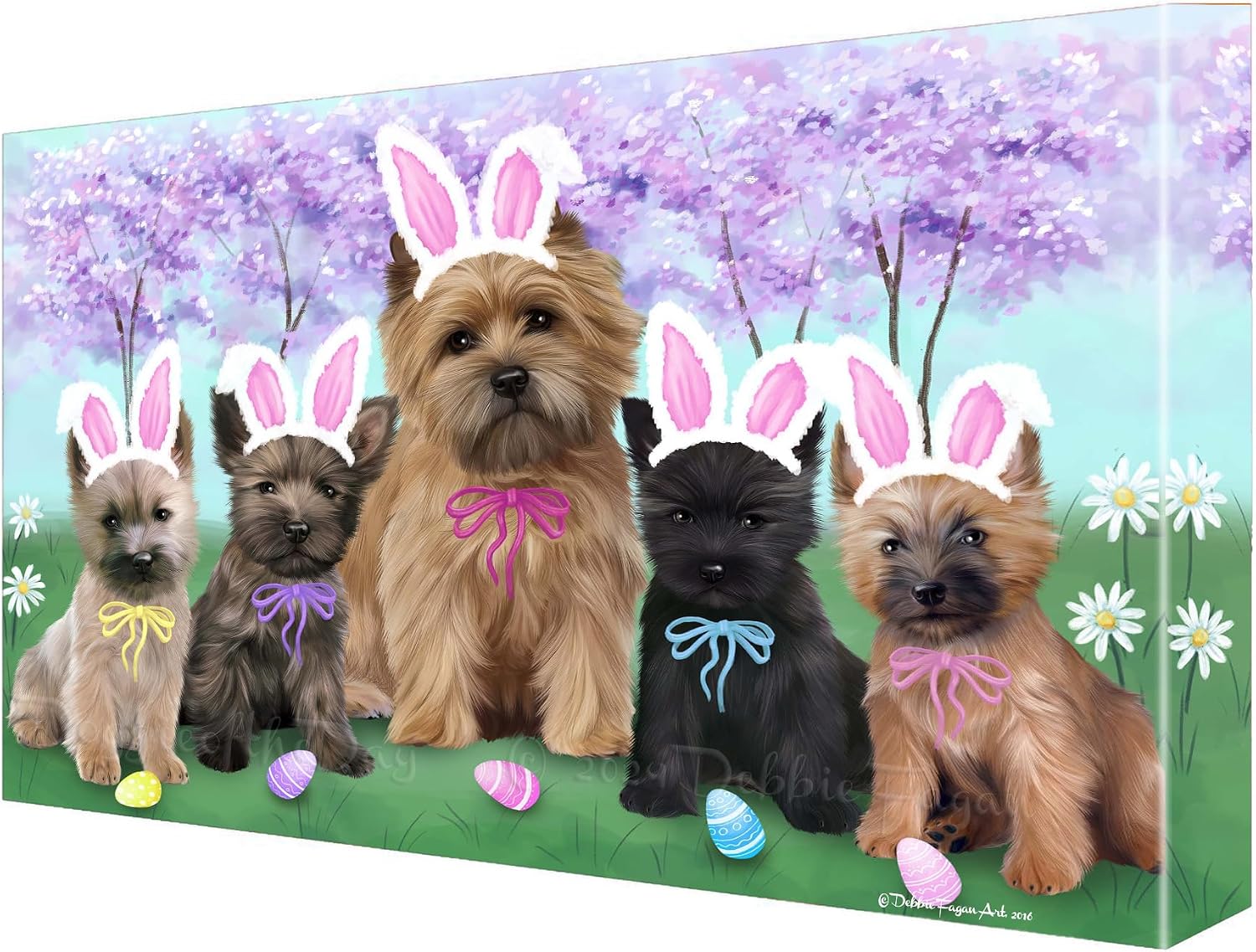 Doggie of the Day Easter Family with Cairn Terrier Dogs Canvas Wall Art - Premium Quality Ready to Hang Room Decor - 1.5" Thick Canvas Wrap 11" x 14"