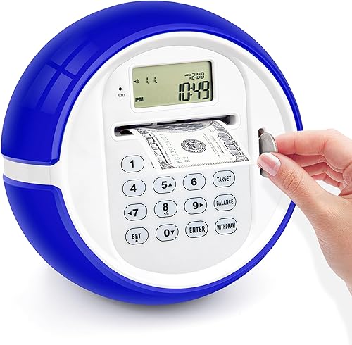 Alcancía de cajero automático para dinero real para niños, banco de ahorro de dinero con contraseña, reconocimiento de monedas, alimentador de