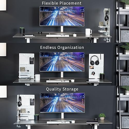 Miniatura 30 de VIVO Tablero de clavijas de escritorio con abrazadera de acero, panel de privacidad de 60 x 24 pulgadas, tablero magnético de clavijas, organizador