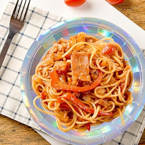 Miniatura 60 de Platos de papel desechables rojos, 50 platos llanos de 9 pulgadas a granel para suministros de fiesta, platos de fiesta de colores y resistentes