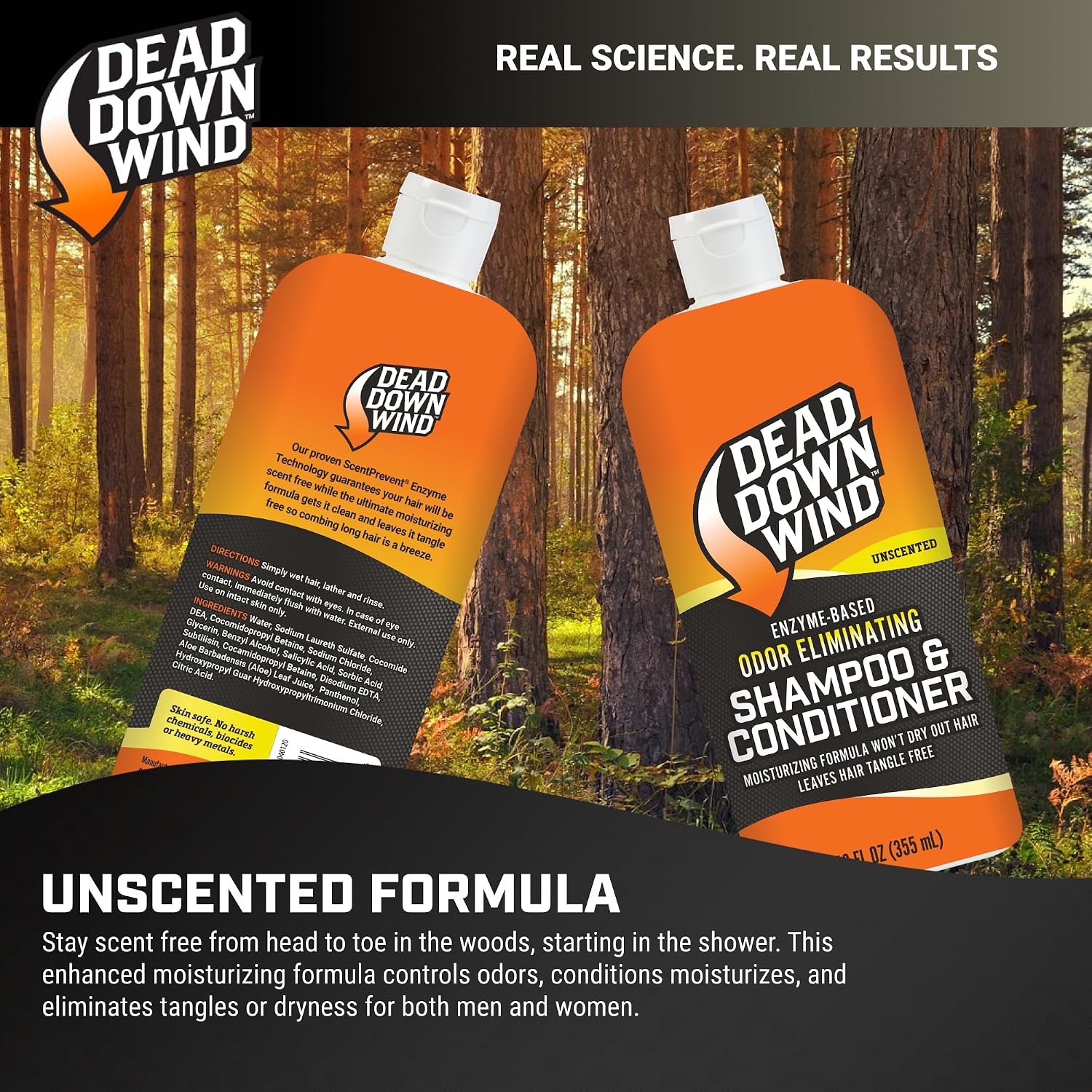 Dead Down Wind Shampoo & Conditioner | 12 oz Bottle | Odor Eliminator, Hunting Accessories | Gentle Shampoo & Conditioner for Hunting | Safe for Sensitive Skin, Orange, Model:121218