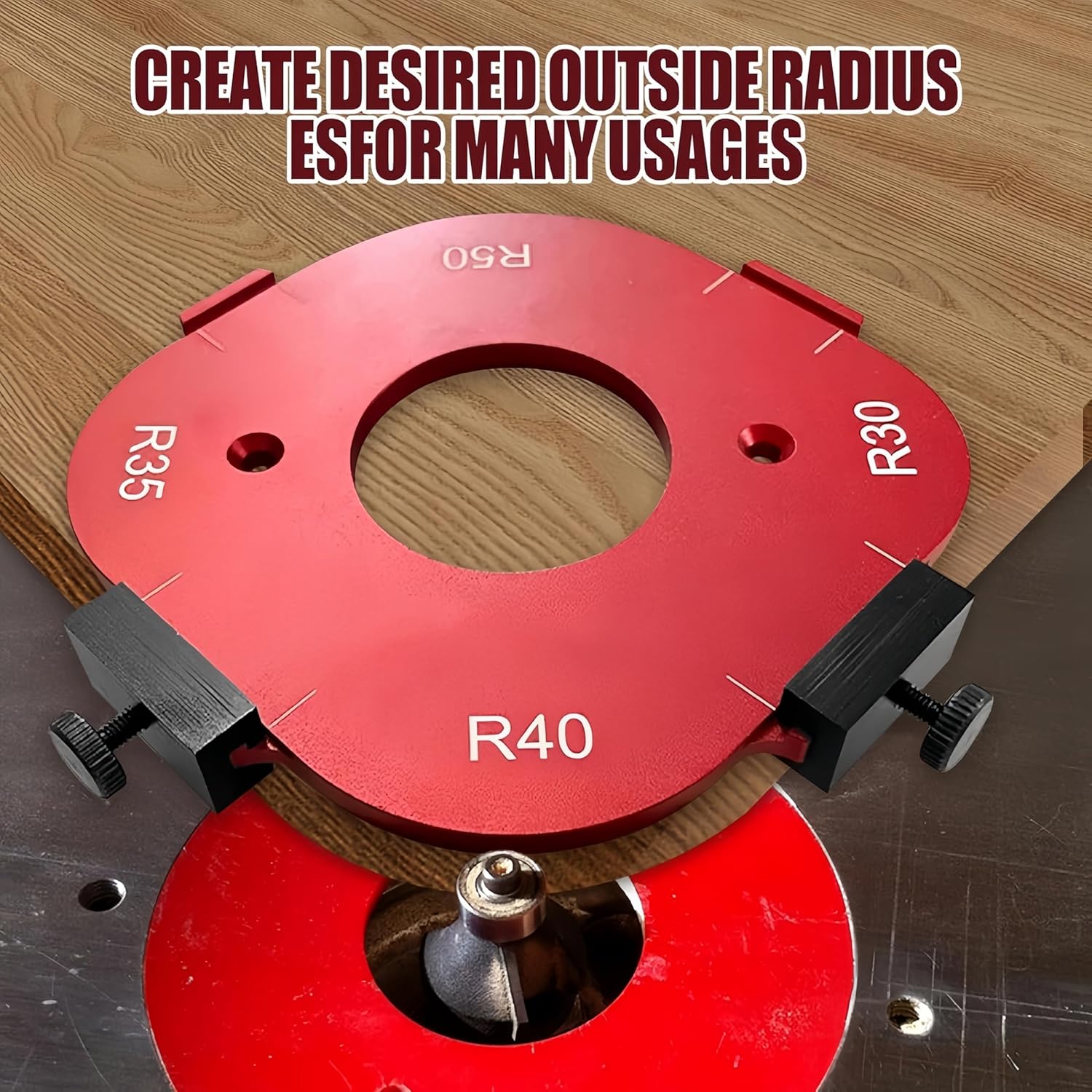 Precision Router Corner Radius Template Set - 8 Sizes (R10-R50), Aluminum Alloy Woodworking Jig, Adjustable Edge Stops for Perfect Rounded Corners, DIY & Professional Use