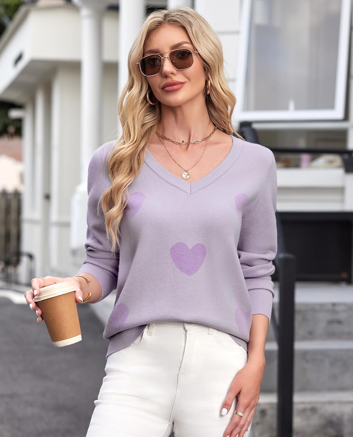 Women's Spring Sweaters 2026 Casual Long Sleeve Pullover V Neck Lightweight Sweatshirts Cute Blouse Tops - Image 4