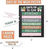 Vista 4 de Hadley Designs Juego de calendario de aula, decoración de tablón de anuncios, calendario escolar de cactus para decoración de aula, jardín