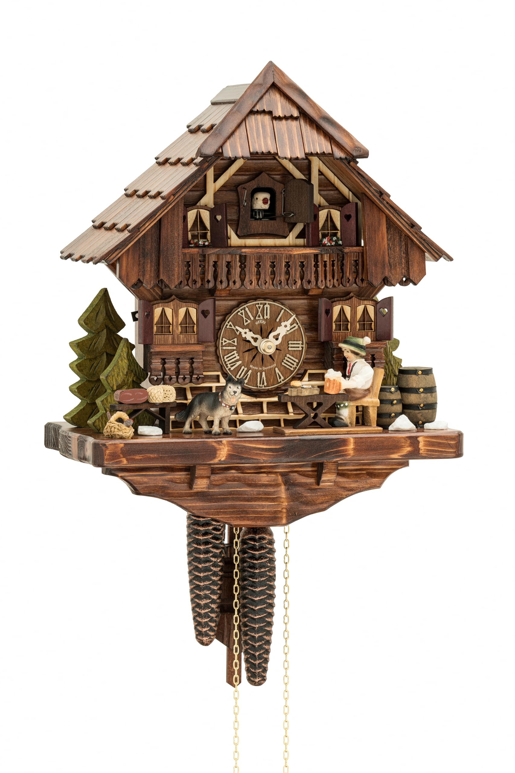 Hekas Cuckoo Clock Black Forest House with Moving Beer Drinker KA 1698 EX