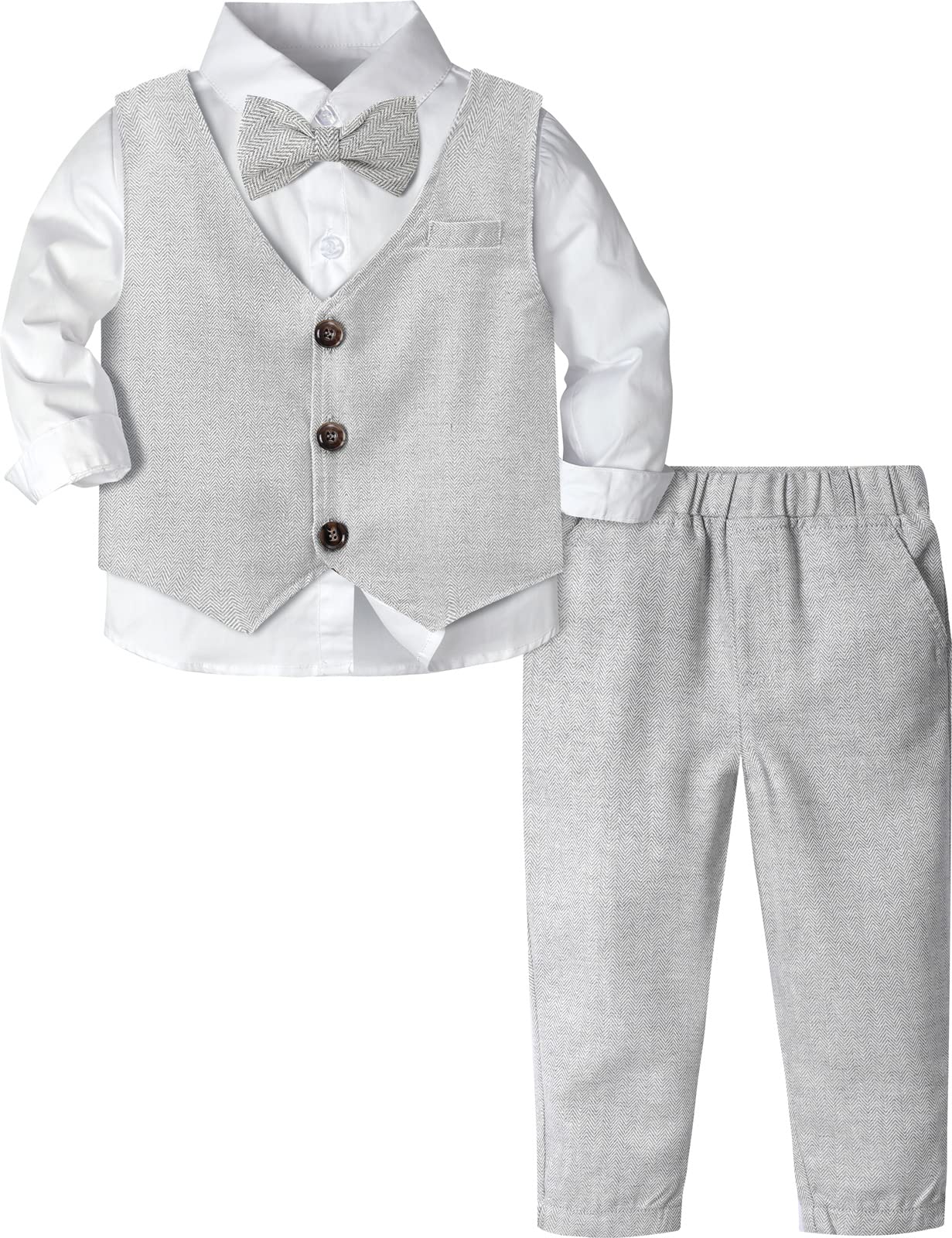 mintgreen Baby Boys Abiti da Sposa, Neonato 3pcs Battesimo Outfit Gentleman Maniche Lunghe Vestiti Set Camicia + Gilet + Pantaloni, 1-4 Anni
