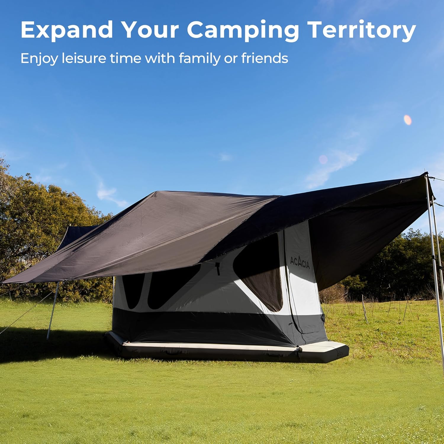 ACACIA Canopy 4 Person for Space Acacia Camping System, PU2000 Waterproof Camping Tarp for 4 Season Camping, UPF50+ Sunproof Tent Tarp with 4 Telescoping Poles, Carry Bag, Moonstone