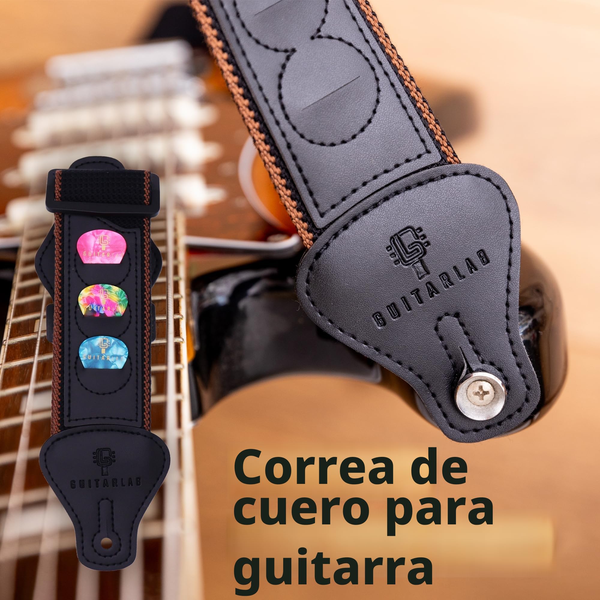 Guitar Lab Kit de accesorios para guitarra – Caja metálica resistente con correa, capodastro, afinador electrónico con clip y púas - Idea de regalo