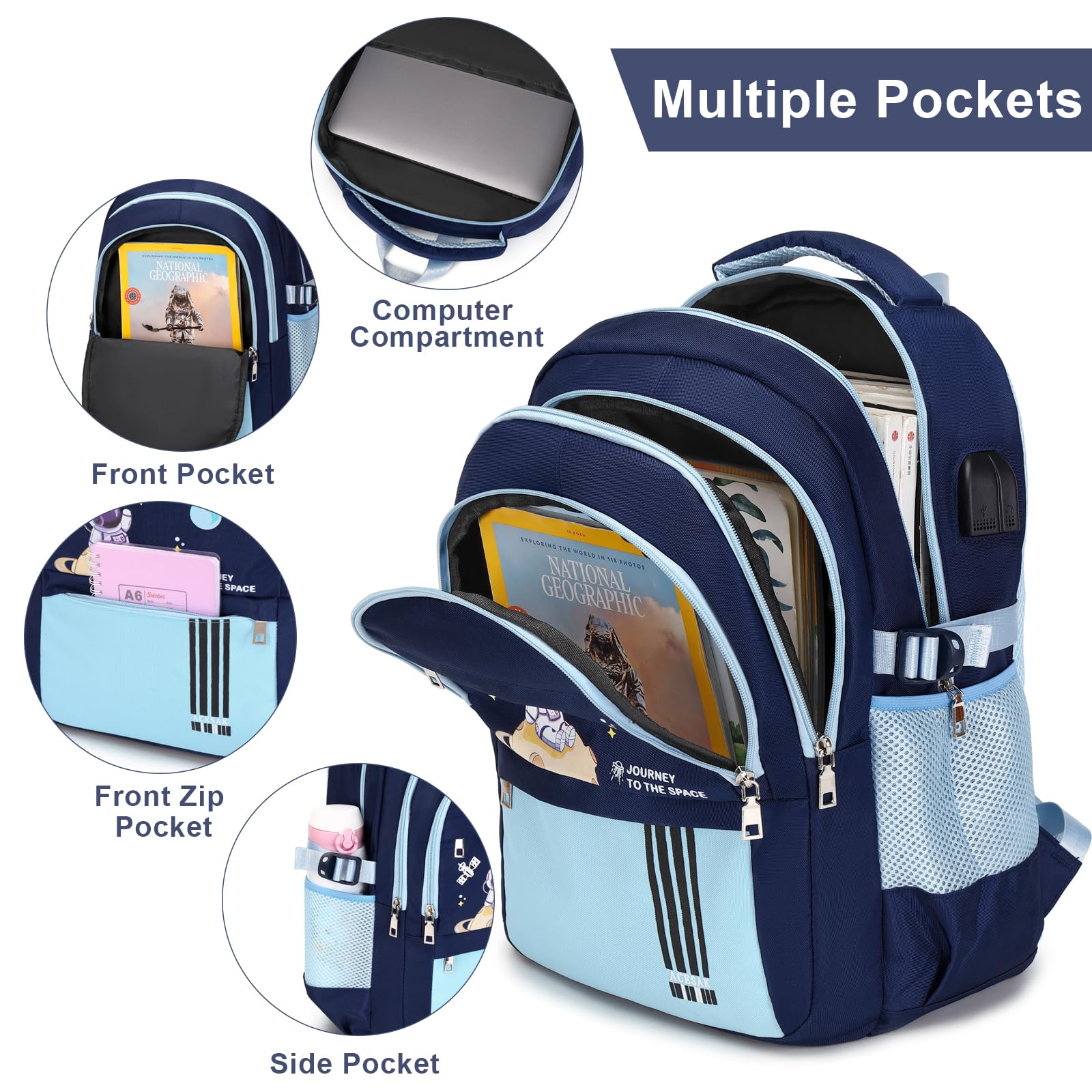 ACESAK 01 Sac à dos BAG-HP, bleu clair, grand, sac à dos