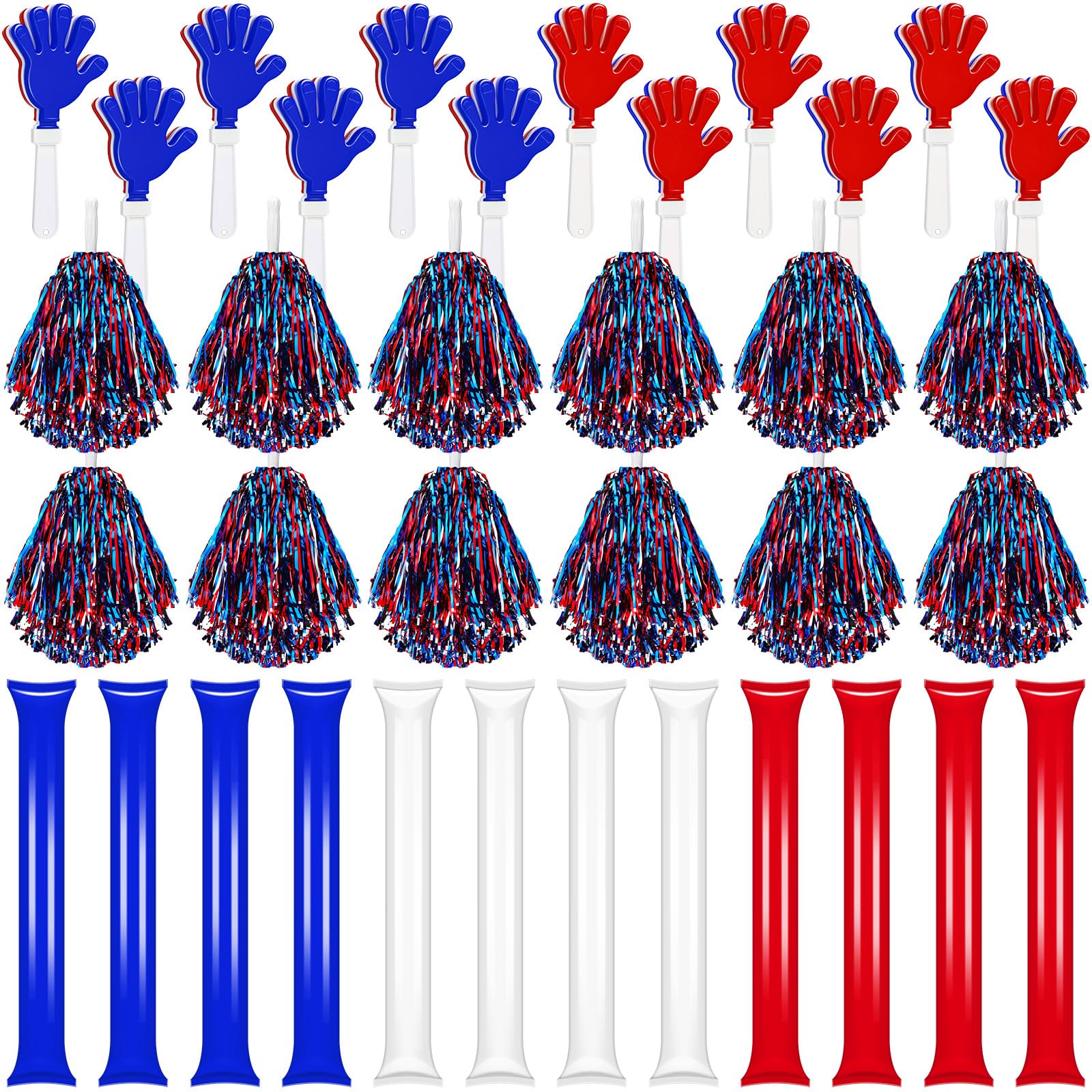 Sosation 36 Pcs Cheerleading Pom Poms Hand Clappers and Thunder Sticks ...